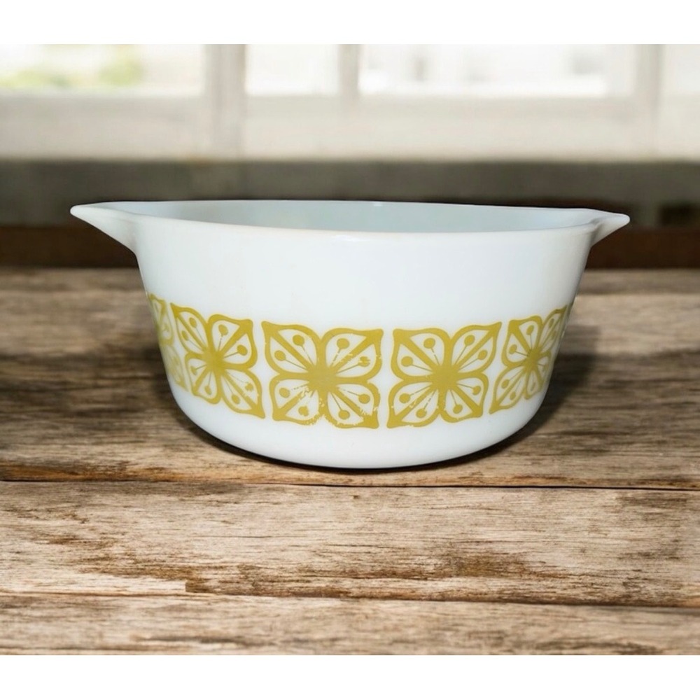 Pyrex Verde Green Autumn Floral -  475 Mold